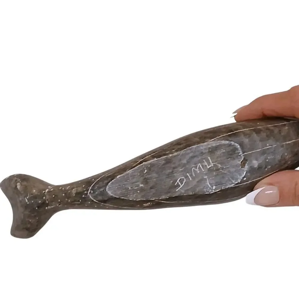 1960s Artist Dimu Soapstone Whale Carved‎ Stone Sculpture Figurine Collectible